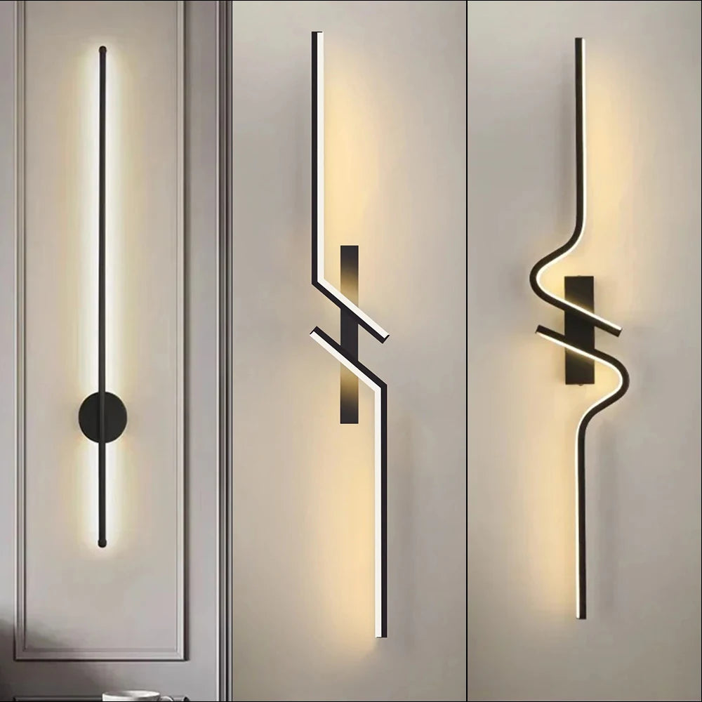 Modern LED Wall Lamp Minimalist Led Light Bedroom Bedside Long Strip Wall Sconces Living Room Sofa Home Indoor Lighting Fixture