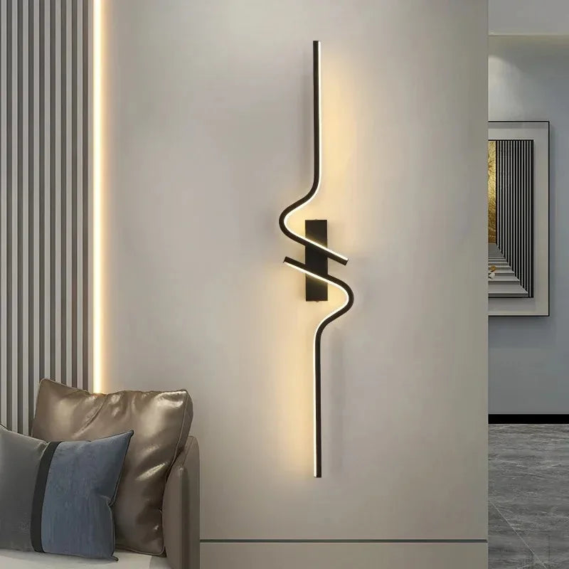 Modern LED Wall Lamp Minimalist Led Light Bedroom Bedside Long Strip Wall Sconces Living Room Sofa Home Indoor Lighting Fixture
