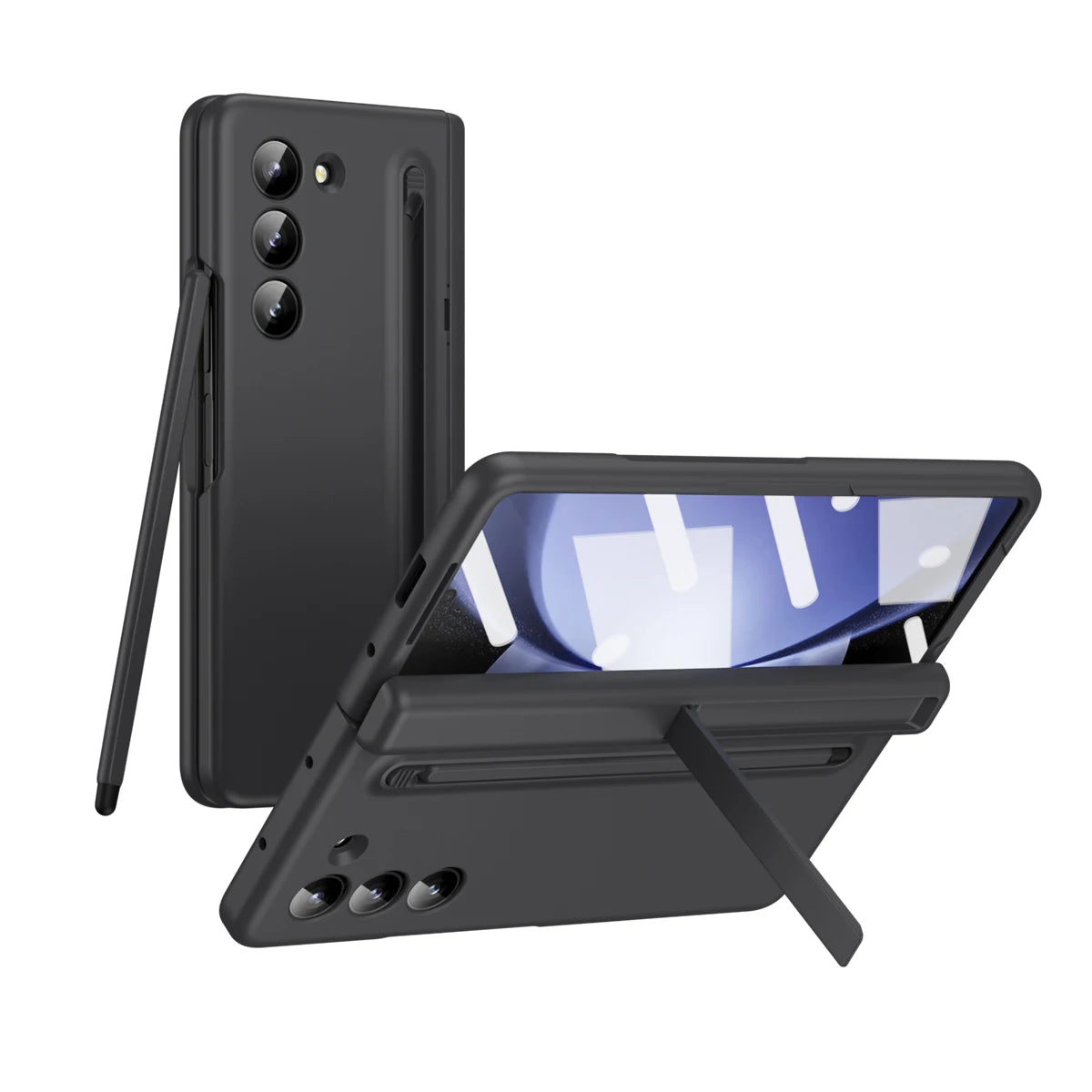 Plating Clear Hinge Magnetic Case For Samsung Galaxy Z Fold 4 5 with Pen Holder Full Screen Protector Phone Cover Fold 7 6 3 5G
