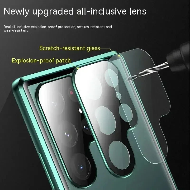 Double Sided Magnetic Full Cover Case For Samsung Galaxy S25 S24 S23 S22 S21 Ultra Plus Metal Cases Lens Protection Phone Shell