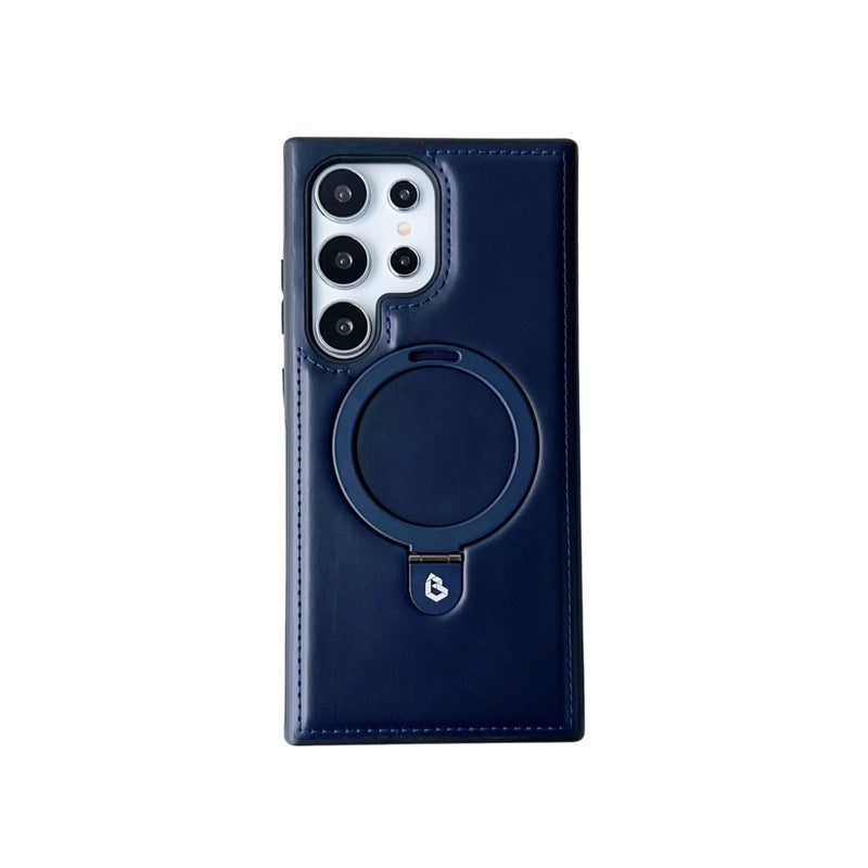 Magnetic Charging Ring Holder Leather Business Protective Cover